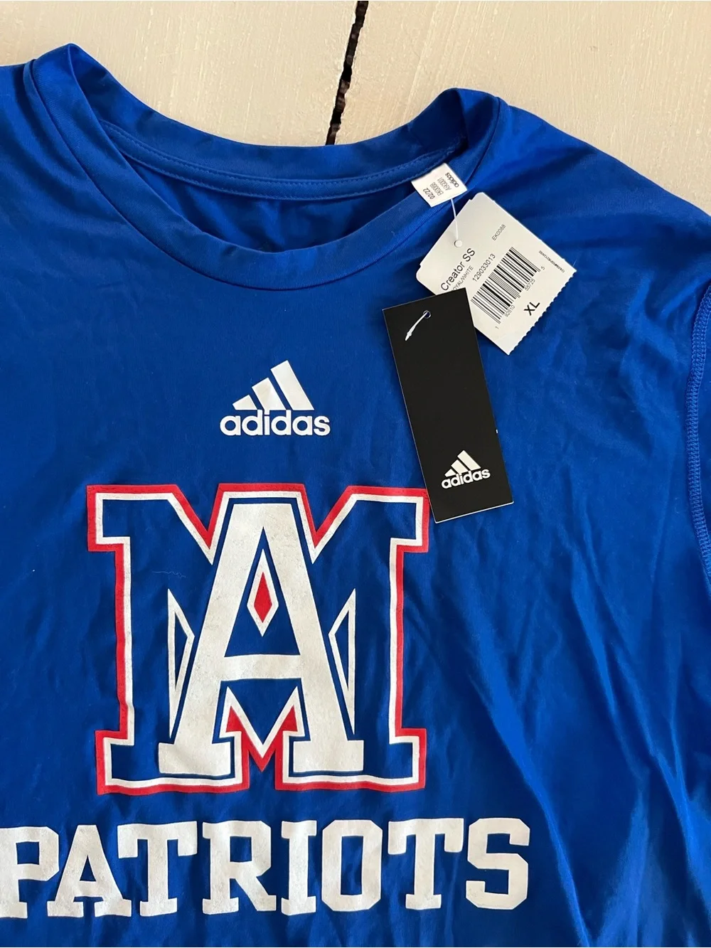 NWT adidas A&M Patriots XL Blue Performance Athletic T Shirt